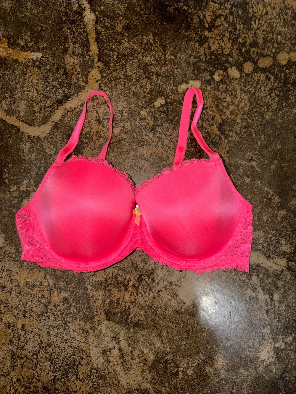 Victoria's Secret Neon Pink Lace-Trim T-Shirt Bra